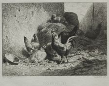 Cock and Hens. Creator: Charles-Émile Jacque (French, 1813-1894)