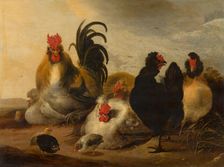 Cock and Hens in a Landscape, 1651. Creator: Gijsbert d'Hondecoeter