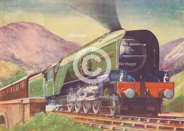 'Cock O' The North Locomotive, L.N.E.R., in the Highlands', 1940. Artist: Unknown.