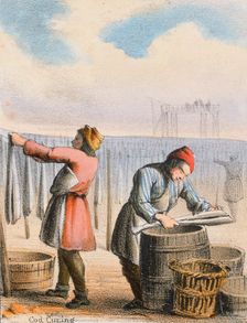 Cod Curing c1845. Creator: Benjamin Waterhouse Hawkins