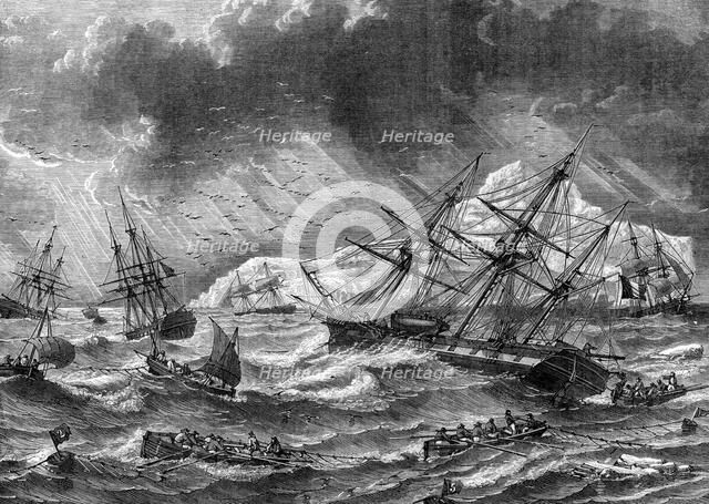 Cod fishing, Canada, 19th century.Artist: Le Breton