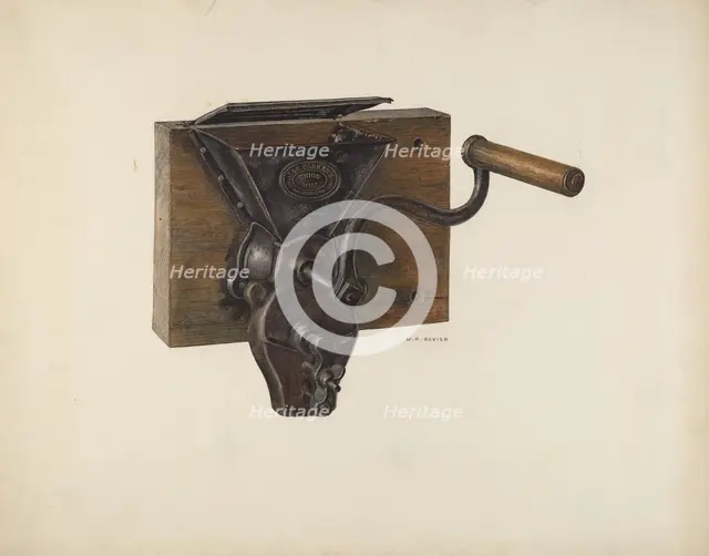 Coffee Mill, c. 1940. Creator: Milton Bevier.