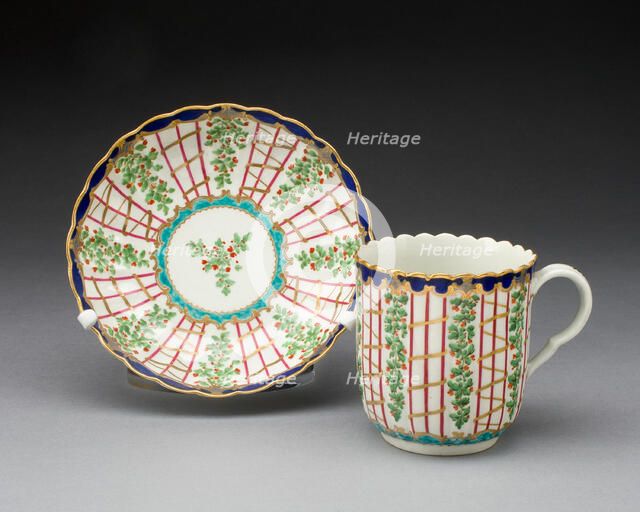 Coffee Cup and Saucer, Worcester, 1775/80. Creator: Royal Worcester.