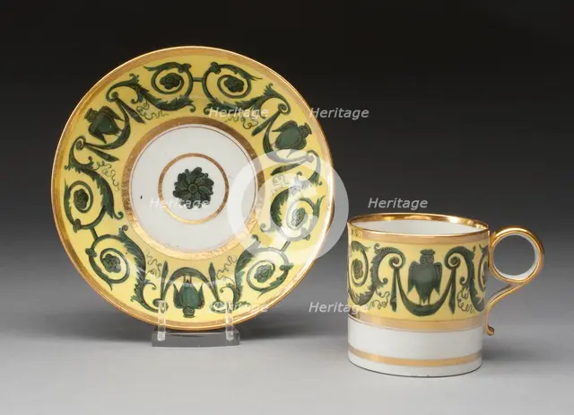 Coffee Cup and Saucer, Worcester, 1804-1813. Creator: Royal Worcester.