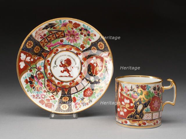 Coffee Cup and Saucer, Worcester, 1804-1813. Creator: Royal Worcester.