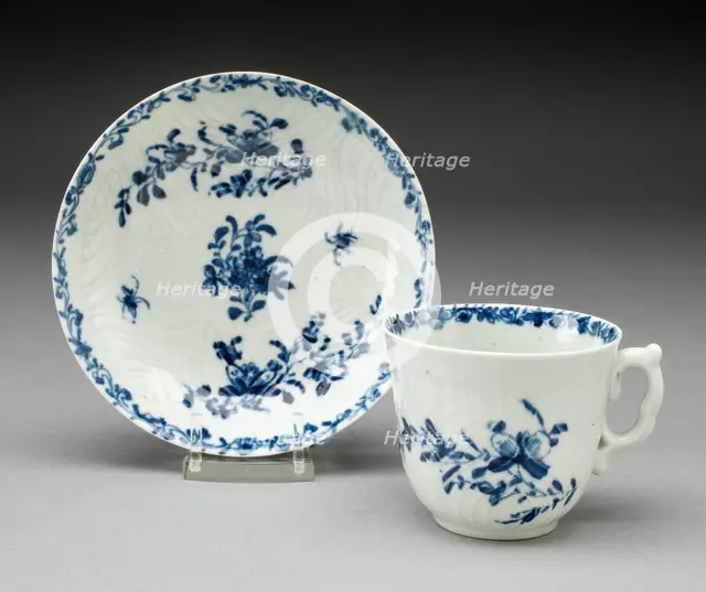 Coffee Cup and Saucer, Worcester, c. 1760. Creator: Royal Worcester.