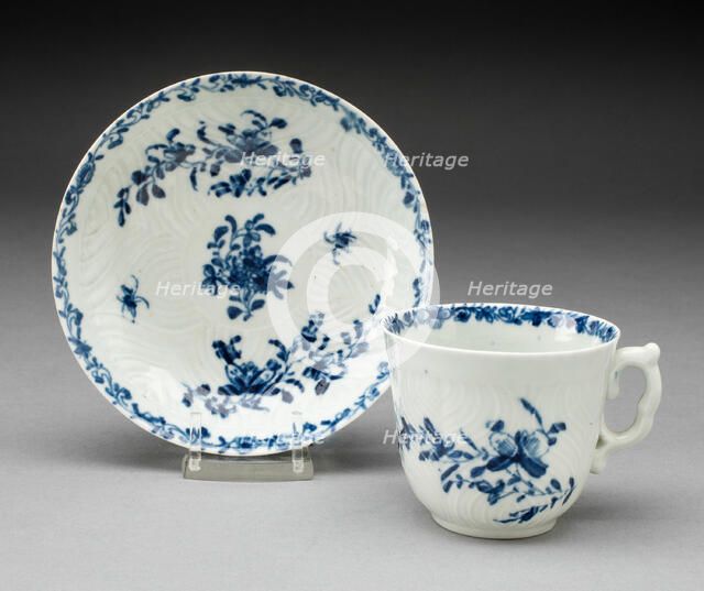 Coffee Cup and Saucer, Worcester, c. 1760. Creator: Royal Worcester.