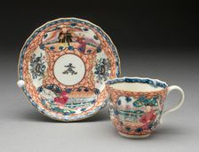 Coffee Cup and Saucer, Worcester, c. 1765. Creator: Royal Worcester
