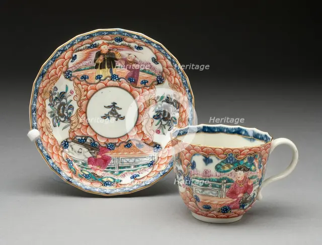 Coffee Cup and Saucer, Worcester, c. 1765. Creator: Royal Worcester.