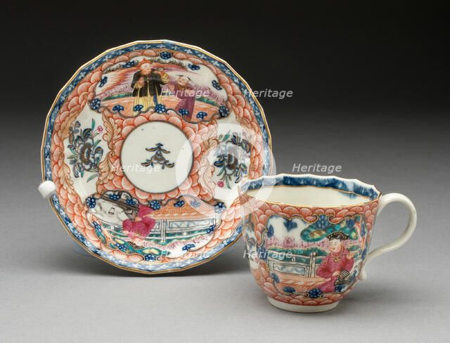 Coffee Cup and Saucer, Worcester, c. 1765. Creator: Royal Worcester.