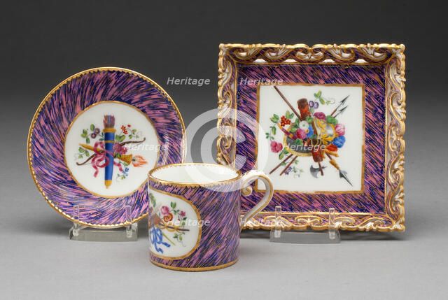 Coffee Cup, Saucer, and Tray, Sèvres, 1761. Creator: Sèvres Porcelain Manufactory.