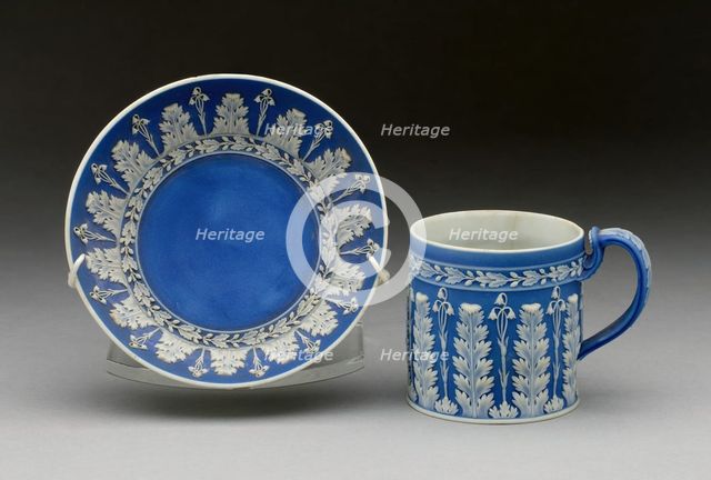 Coffee Can and Saucer, Burslem, c. 1790. Creator: Wedgwood.