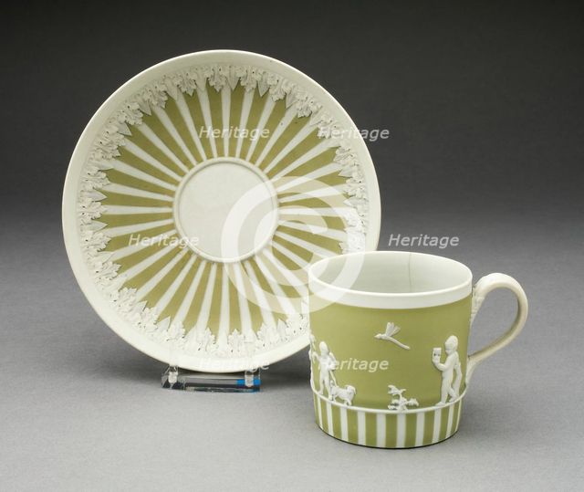 Coffee Can and Saucer, Burslem, c. 1790. Creator: Wedgwood.