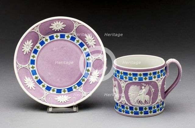 Coffee Can and Saucer, Burslem, c. 1800. Creator: Wedgwood.