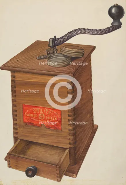 Coffee Grinder, c. 1940. Creator: Archie Thompson.