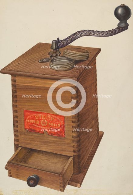 Coffee Grinder, c. 1940. Creator: Archie Thompson.
