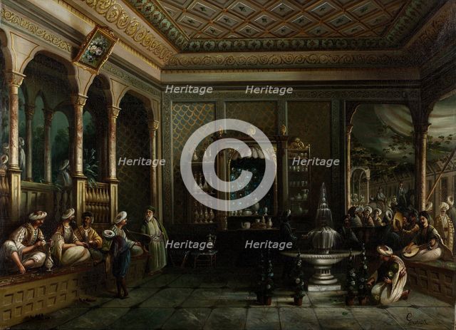 Coffee House in Tophane, Second Half of the 19th cen.. Artist: Jivanian, Megerdich (1848-1906)