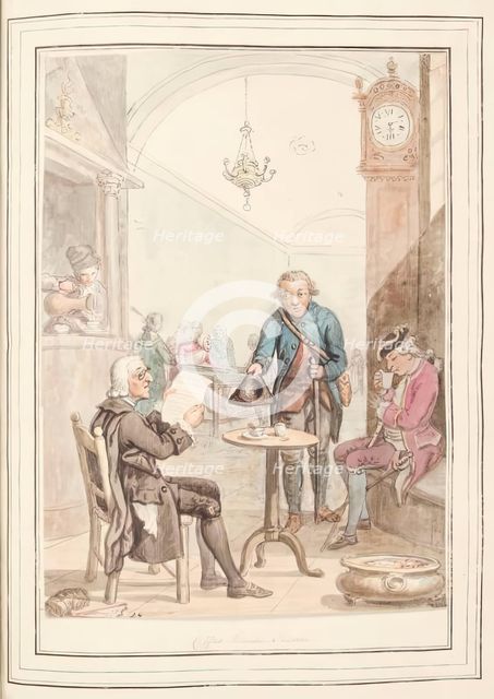 Coffee House, Rome, leaf from 'A Collection of Dresses by David Allan Mostly from Nature', 1776. Creator: David Allan.