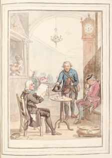 Coffee House, Rome, leaf from A Collection of Dresses by David Allan Mostly from Nature 1776. Creator: David Allan