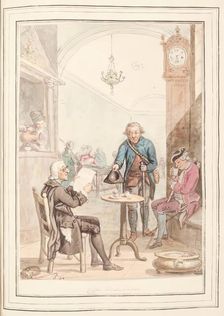 Coffee House, Rome, leaf from A Collection of Dresses by David Allan Mostly from Nature 1776. Creator: David Allan