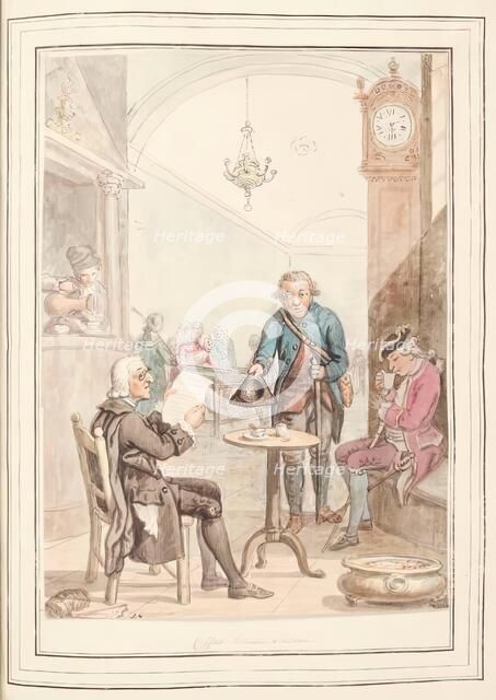 Coffee House, Rome, leaf from 'A Collection of Dresses by David Allan Mostly from Nature', 1776. Creator: David Allan.