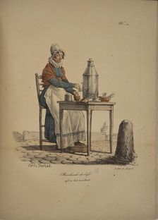Coffee seller. From the Series "Cris de Paris" (The Cries of Paris), 1815. Creator: Vernet, Carle (1758-1836)