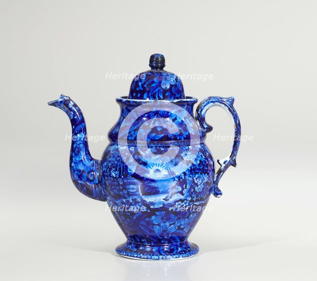 Coffeepot: Lafayette At Franklin's Tomb, 1825-1840. Creator: Enoch Wood & Sons.