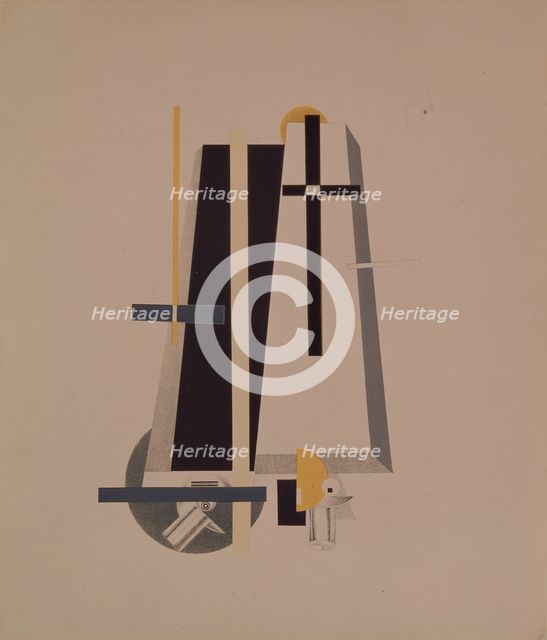Coffin-makers. Figurine for the opera Victory over the sun by A. Kruchenykh, 1920-1921. Artist: Lissitzky, El (1890-1941)
