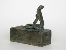 Coffin with Cobra (Atum) and Ostrich Feather of Goddess Maat on the Top, Egypt, Late Period... Creator: Unknown