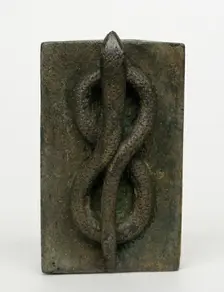 Coffin with Coiled Snake (Atum) on the Top, Egypt, Late Period-Ptolemaic Period (664-30 BCE). Creator: Unknown