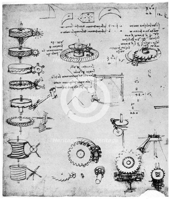Cog wheels (detail), late 15th or early 16th century (1954).Artist: Leonardo da Vinci