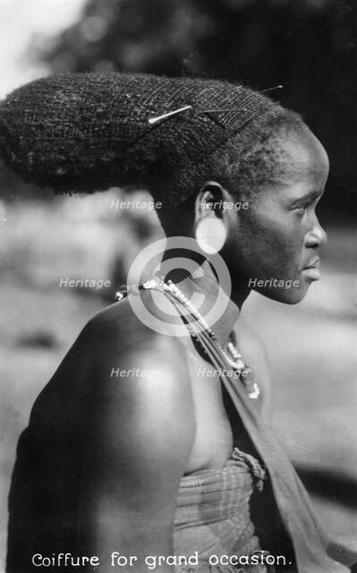 Coiffure for grand occasion, 20th Century.Artist: S Finsy