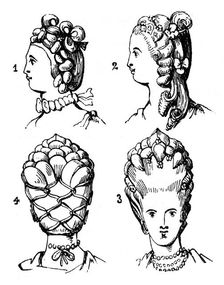 Coiffures, late 18th century, (1910)