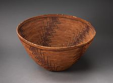 Coiled Storage Basket with Serrated-line Design, 1880/90. Creator: Unknown