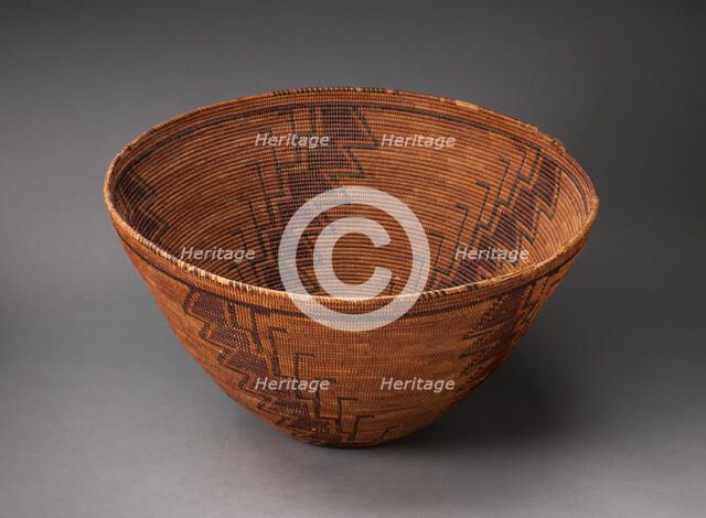 Coiled Storage Basket with Serrated-line Design, 1880/90. Creator: Unknown.