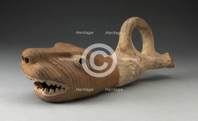Coiled Trumpet in the Form of a Wrinkled Animal Face, 100 B.C./A.D. 500. Creator: Unknown.
