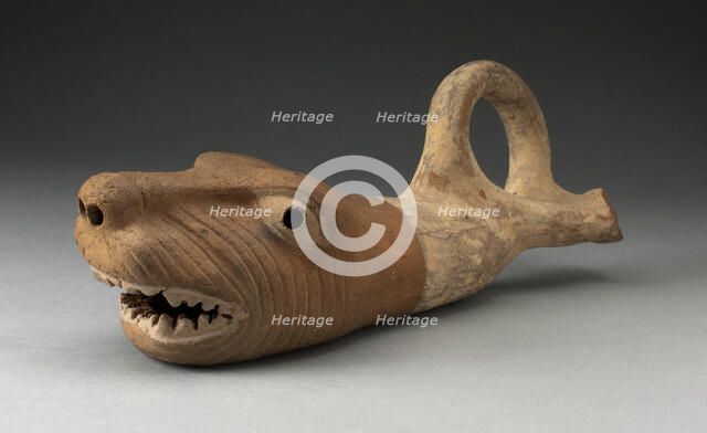 Coiled Trumpet in the Form of a Wrinkled Animal Face, 100 B.C./A.D. 500. Creator: Unknown.