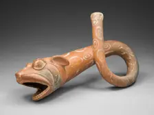 Coiled Trumpet in the Form of a Snarling Feline Face, 100 B.C./A.D. 500. Creator: Unknown