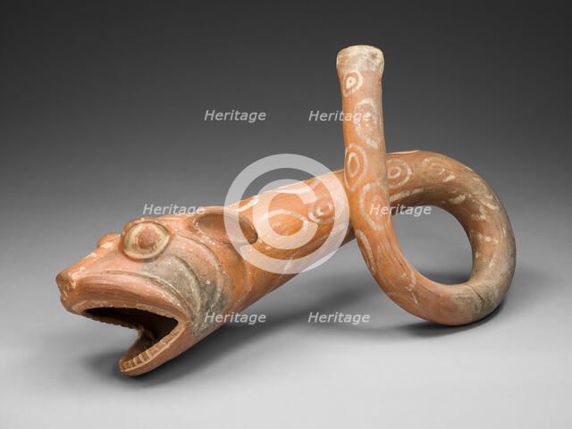 Coiled Trumpet in the Form of a Snarling Feline Face, 100 B.C./A.D. 500. Creator: Unknown.