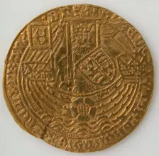 Coin with Rose Noble and Edward IV, British, 1464-1470. Creator: Unknown