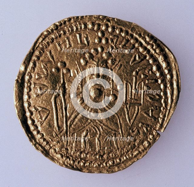 Coin (Zlatnik) of Grand Duke Vladimir Svyatoslavich (Averse: Portrait of the ruler), 980-1015. Artist: Numismatic, Russian coins  