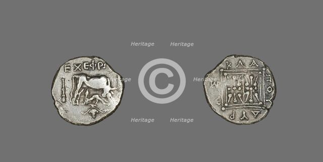 Coin Depicting Cow Suckling Calf, 229-100 BCE. Creator: Unknown.