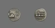 Coin Depicting a Toga, Tunic and Wreath, about 18 BCE. Creator: Unknown