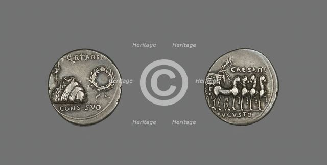 Coin Depicting a Toga, Tunic and Wreath, about 18 BCE. Creator: Unknown.
