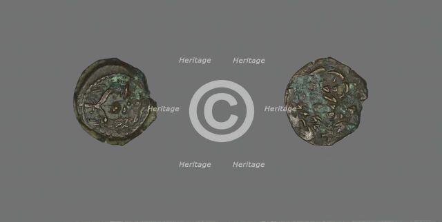 Coin Depicting a Double Cornucopia, Hasmonaean Dynasty (135-76 BCE)..., (103-76 BCE). Creator: Unknown.