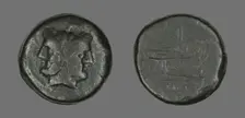 Coin Depicting a Janiform head, 211-208 BCE. Creator: Unknown