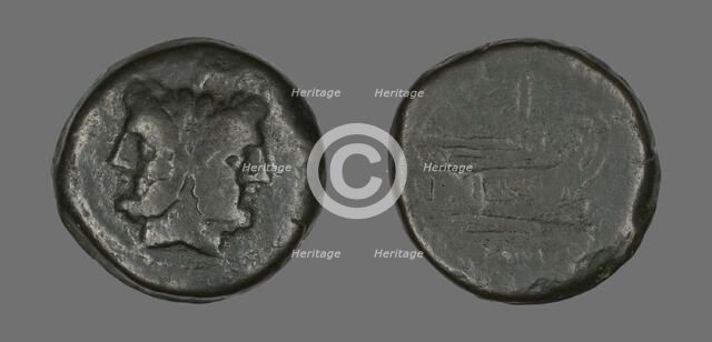 Coin Depicting a Janiform head, 211-208 BCE. Creator: Unknown.