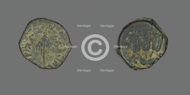 Coin Depicting a Parasol, 40-44, issued by King Agrippa of Judaea. Creator: Unknown.
