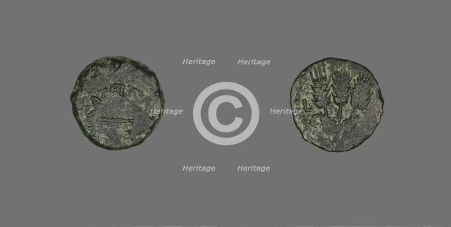 Coin Depicting a Parasol, 42-43, issued by Herod Agrippa I (37-43). Creator: Unknown.