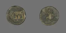 Coin Depicting a She-Wolf Nursing Romulus and Remus, 117-192. Creator: Unknown